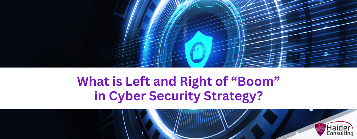 What is left and right of "boom" in cyber security strategy?
